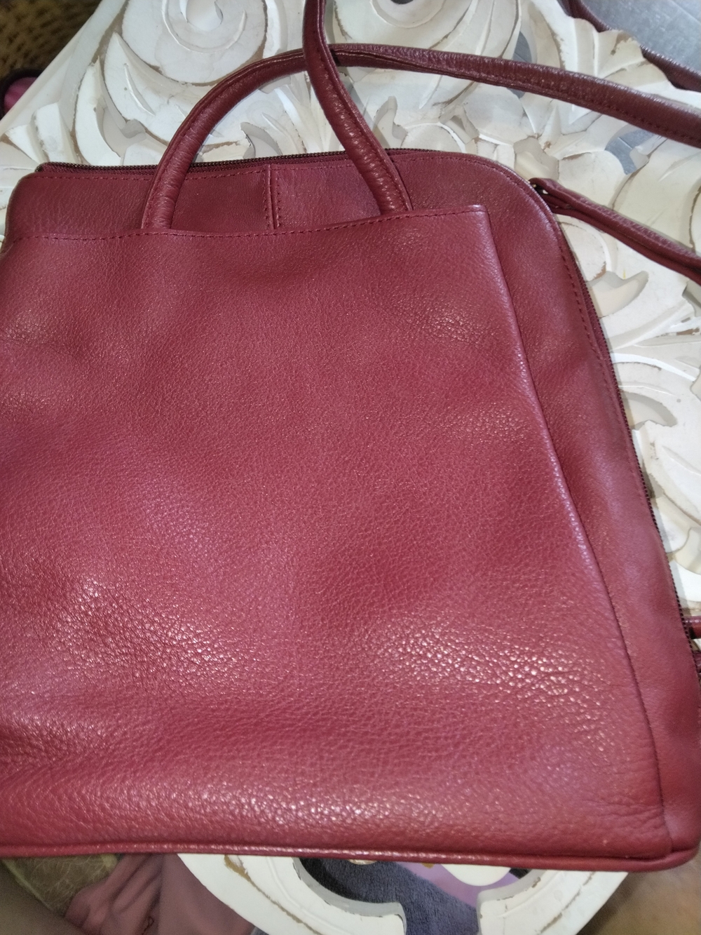 Clarks Red Leather Backpack Tote